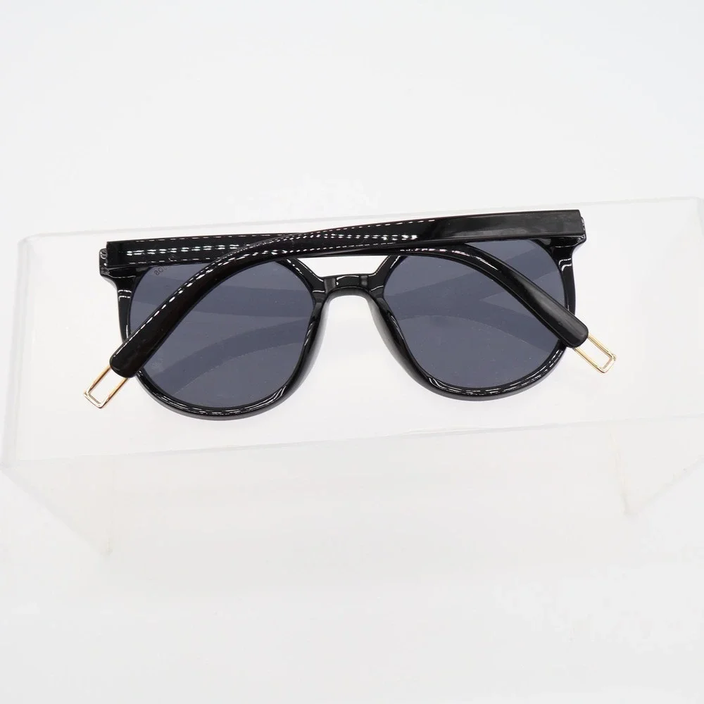 Sojos Sunglasses Women OS Round Cat Eye Black Gold Detail Excellent